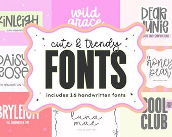Font Bundle - Banner Painting Fonts, Cricut Fonts, Cute Fonts, Script Fonts, Teacher Fonts, Canva Fonts, Laser Font, Banner Fonts