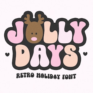 Police Jolly Days - Police Groovy, Police de Noël, Police hippie, Polices Cricut, Polices de Noël, Police de Noël rétro, Polices mignonnes, Police de renne
