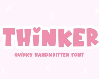 May include: Pink handwritten font called "Twinker" with a small heart above the "i". The text below reads "quirky handwritten font".