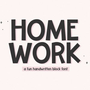 Homework Font - Handwritten Font, Cricut Fonts, Cute Font, Procreate Fonts, Fonts for Cricut, Bold Font, Block Font, Teacher Font, Cute
