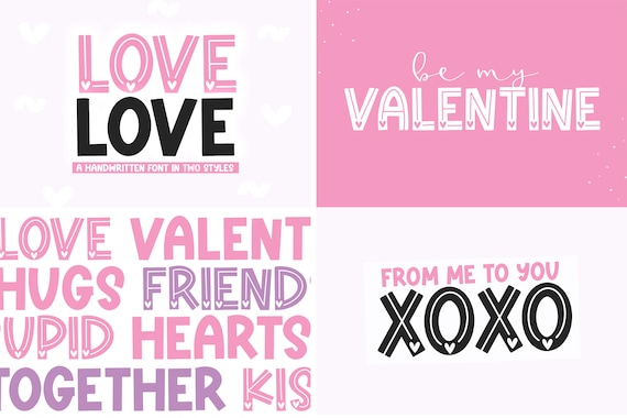 Font Bundle Of Love Valentine S Day Fonts Cute Fonts Etsy