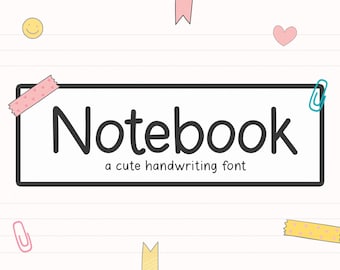 Notebook Font - Cute Font, Cricut Font, Handwritten Fonts, Fonts for Cricut, Handwriting Font, Goodnotes Font, Procreate Font