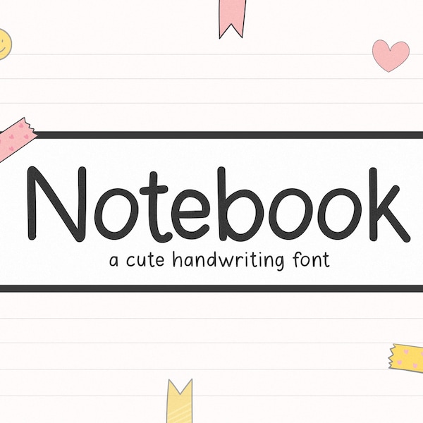 Notebook Font - Cute Font, Cricut Font, Handwritten Fonts, Fonts for Cricut, Handwriting Font, Goodnotes Font, Procreate Font