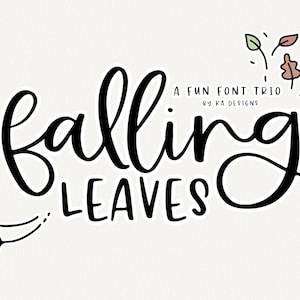Falling Leaves Font - Script & Print Handwritten Font TRIO, Fonts for Cricut, Cricut Font Bundle, Font Doodles, Fall Fonts, Procreate Fonts