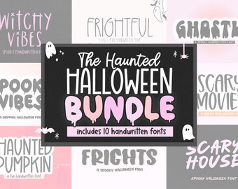 Halloween Font Bundle, Spooky Fonts, Dripping Font, Cricut Font Bundle, Cricut Fonts, Spider Web Font, Halloween Fonts, Retro Halloween