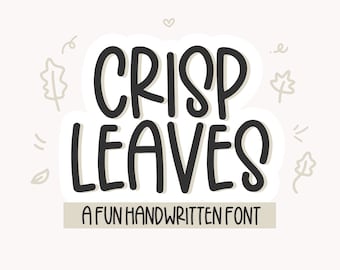 Crisp Leaves Font - Fun Handwritten Font, Cricut Fonts, Doodle Font, Fall Font, Fall Doodles, Autumn Font, Leaves Font, Fall Fonts