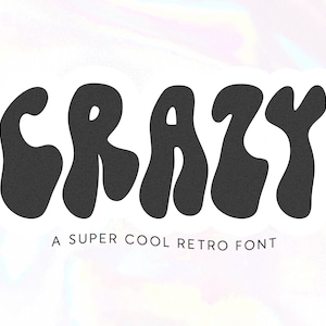 Fonte Crazy Retro - Fonte Groovy, Fonte Ondulada, Fonte 70, Fontes Cricut, Fontes Procreate, Fontes para Cricut, Fonte Y2K, Fonte Borbulhante, Letras Onduladas