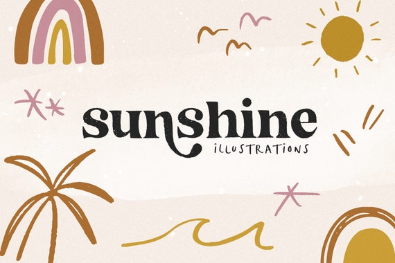 Boho Illustrations  - Clip Art, Blogger, Boho Illustrations, Rainbows, Tropical Clipart, Palm Trees, Modern Illustrations, Beach Clipart