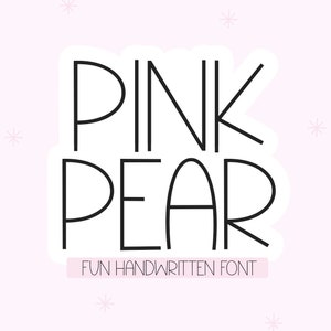 Fuente Pink Pear - Fuente manuscrita divertida, Fuentes Cricut, Fuente alta, Fuente peculiar, linda, Fuentes para Cricut, Fuente delgada, Fuente Procreate