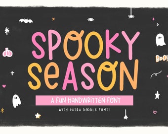 Spooky Season Font - Cute Halloween Font, Cricut Fonts, Doodle Font, Spooky Font, Ghosts, Halloween Doodle Font, Goodnotes Font