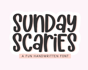 Fonte Sunday Scaries - Fonte manuscrita divertida, Fonte Cricut, Fonte marcador, Fonte Procreate, Fontes para Cricut, Fonte Craft, Fontes fofas