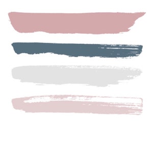 Pink, Teal & Gray Brushstrokes Watercolor Clipart interior - Etsy