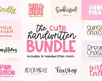 Font Bundle - Cute Fonts, Retro Fonts, Cricut Font Bundle, Farmhouse Fonts, Script Fonts, Fonts for Cricut, Procreate Fonts, Goodnotes Fonts