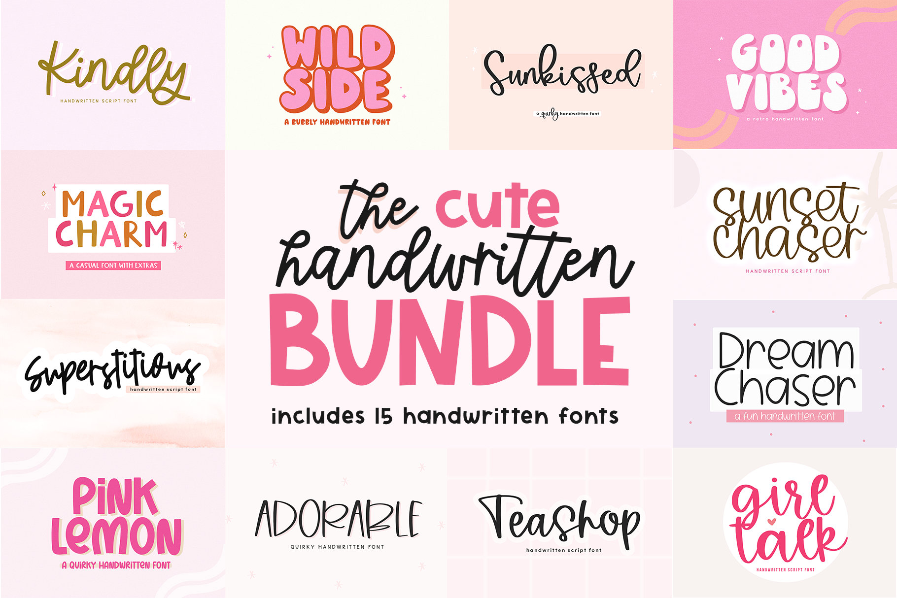 Font Bundle Cute Fonts Retro Fonts Cricut Font Bundle - Etsy