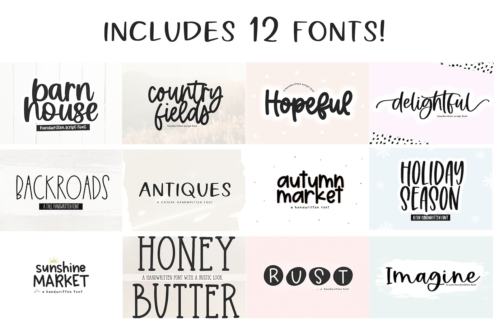 Farmhouse Font Bundle - Fonts for Crafters, Cricut Fonts, Farmhouse ...