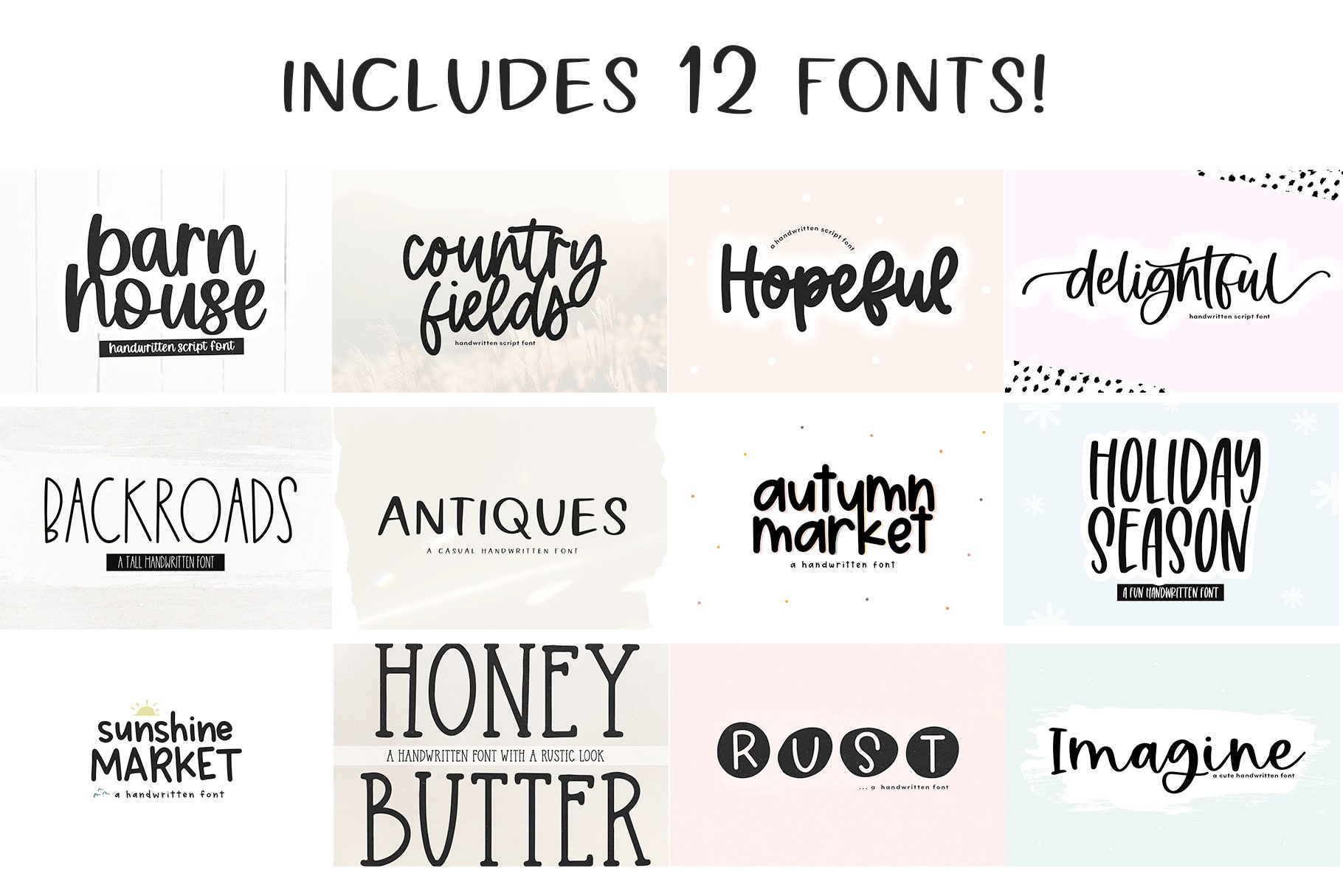 Farmhouse Font Bundle - Fonts for Crafters, Cricut Fonts, Farmhouse ...