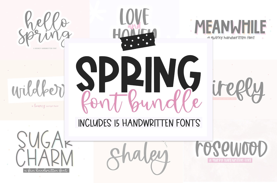 Spring Font Bundle - Fonts for Crafters, Cricut Font Bundle, Farmhouse ...