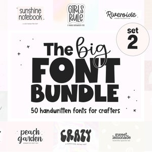 Font Bundle PART 2 - Niedliche Schriften, Cricut Schriften Bundle, Skriptschriften, Schriften für Cricut, Procreate Schriften, Retro Schriften, Handgeschriebene Schriften