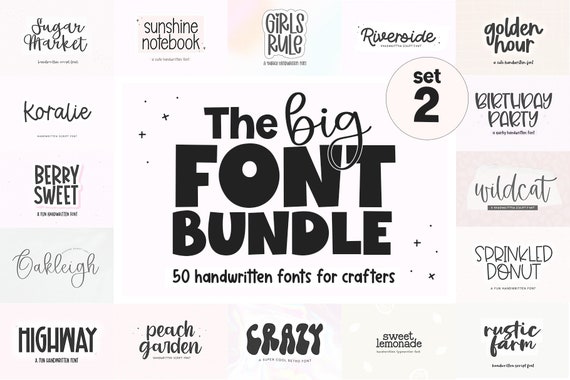 Font Bundle PART 2 - Cute Fonts, Cricut Font Bundle, Script Fonts, Fonts for Cricut, Procreate Fonts, Retro Fonts, Handwritten Fonts