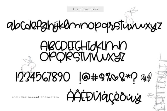 Bunny font Easter cricut Playful handwritten font, Cricut Font Fun Handwritten Font Smooth Font Fonts for Cricut Spring mood digital