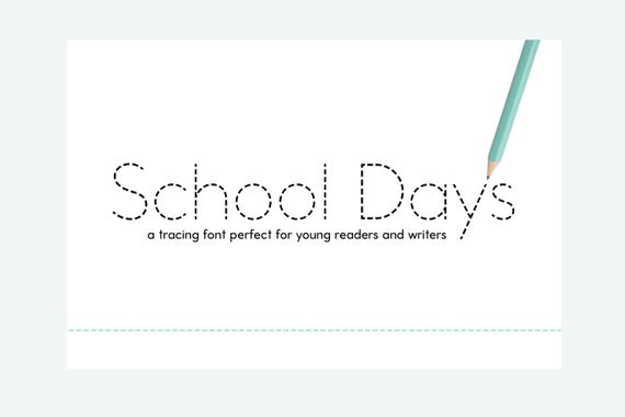 School Days Tracing Font - Teacher Font, Student Fonts, Handwriting Fonts, Handwriting Practice, Kids Font, Dotted Font, Dashed Font