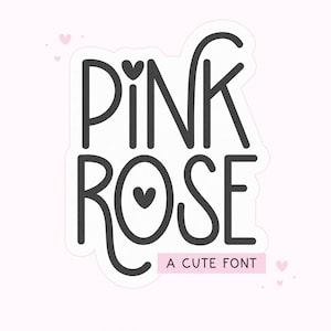 Fuente Pink Rose - Fuente linda, Fuentes Cricut, Fuente del Día de San Valentín, Fuentes Procreate, Fuentes para Cricut, Fuentes de Corazones, Fuentes de San Valentín, Fuente Swash