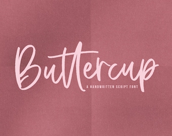 Buttercup Font - A Modern Handwritten Script Font, Handlettered, Modern Calligraphy, Wedding Font, Elegant Font