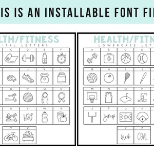Health Doodles, A Hand-drawn Doodle Font, Fitness, Fonts, Healthy Clip ...