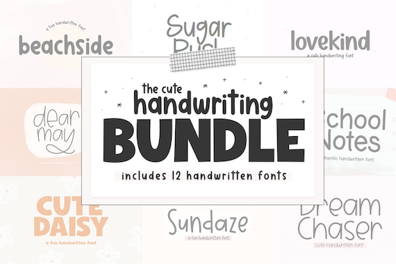 Font Bundle - Cute Fonts, Handwriting Fonts, Cricut Font Bundle, Goodnotes Fonts, Planner Fonts, Print Fonts, Procreate Fonts, Teacher Fonts