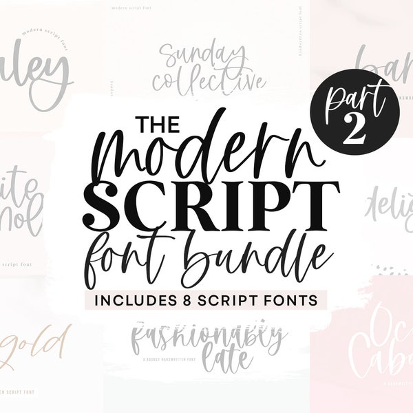 Mini Modern Script Font Bundle Part TWO - Handwritten Fonts, Cricut Font Bundle, Farmhouse Fonts, Script Fonts, Wedding Fonts, Cursive Font