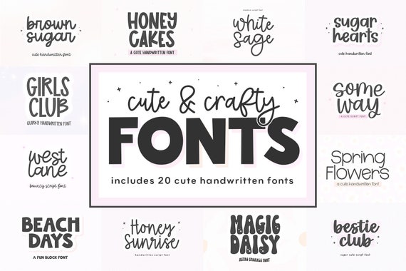 Font Bundle - Cute Fonts, Fonts for Cricut, Cricut Font Bundle, Script Fonts, Procreate Fonts, Goodnotes Fonts, Canva Fonts, KA Fonts