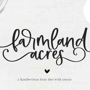 Fuente Farmland Acres - Fuente de script, Fuente con colas, Fuentes de granja, Fuente Swash, Fuente de boda, Fuente elegante, Fuentes Cricut, Fuentes para Cricut