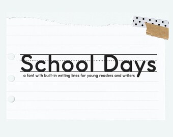School Days Lines Font - Teacher Font, Handwriting Lines Font, Cricut Font, Handwriting Practice Fonts, Tracing Fonts, Kid Fonts