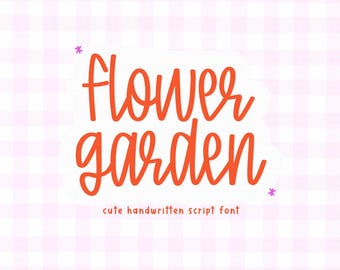 Flower Garden Font - Handwritten Script Font, Cricut Fonts, Banner Fonts, Goodnotes Font, Bouncy Font, Cursive Font, Canva Font