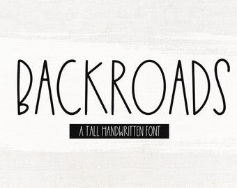 Backroads Font - Skinny Farmhouse Font, Cricut Fonts, Country Fonts, Fonts for Labels, Tall Font, Procreate Font, Rae Dunn Font Style