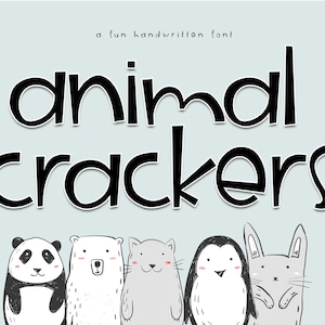 Animal Crackers Font - Cute Handwritten Font, Cricut Font, Teacher Font, Quirky Font, Fun Fonts, Procreate Font, Fonts for Cricut