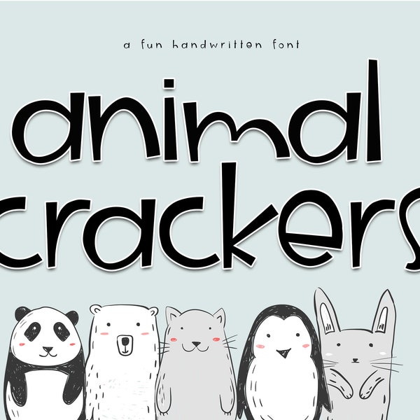 Animal Crackers Font - Police manuscrite mignonne, Police Cricut, Police de professeur, Police excentrique, Polices amusantes, Procreate Police, Polices pour Cricut