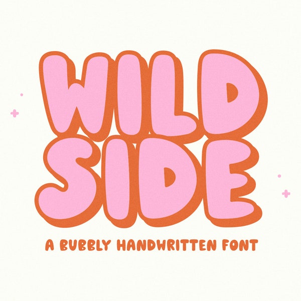 Wildside Font - Retro Font, Groovy Font, Boho, Bubbly Font, Shadow Font, Modern Font, Hippie, 70s Font, Cricut Fonts, Procreate Fonts