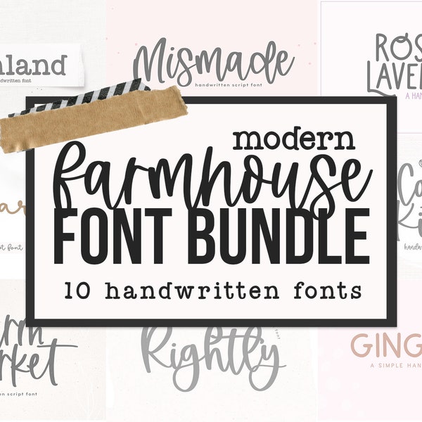 Modern Farmhouse Font Bundle - Cricut Fonts, Farmhouse Fonts, Rustic Fonts, Country Fonts, Cricut Font Bundle, Procreate Fonts, Script Fonts