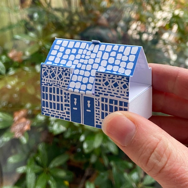 DIY paper ornament kit, Christmas craft project, Dudok architecture dutch houses, christmas gift for crafters