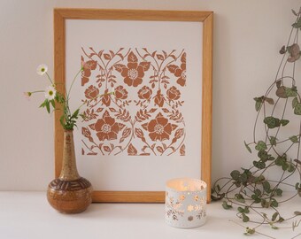 limited edition golden linoprint roses design