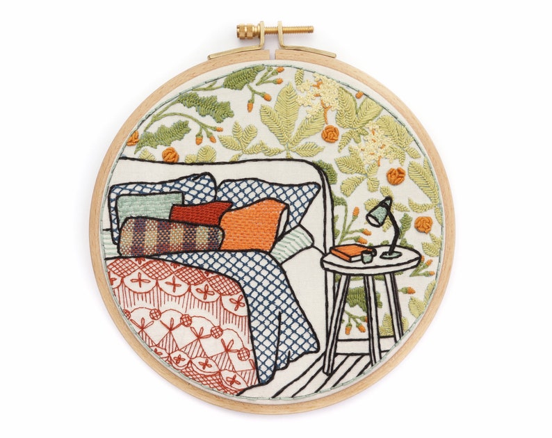 Bedroom Embroidery Kit Interior Design Modern Hoop Art Craft - Etsy