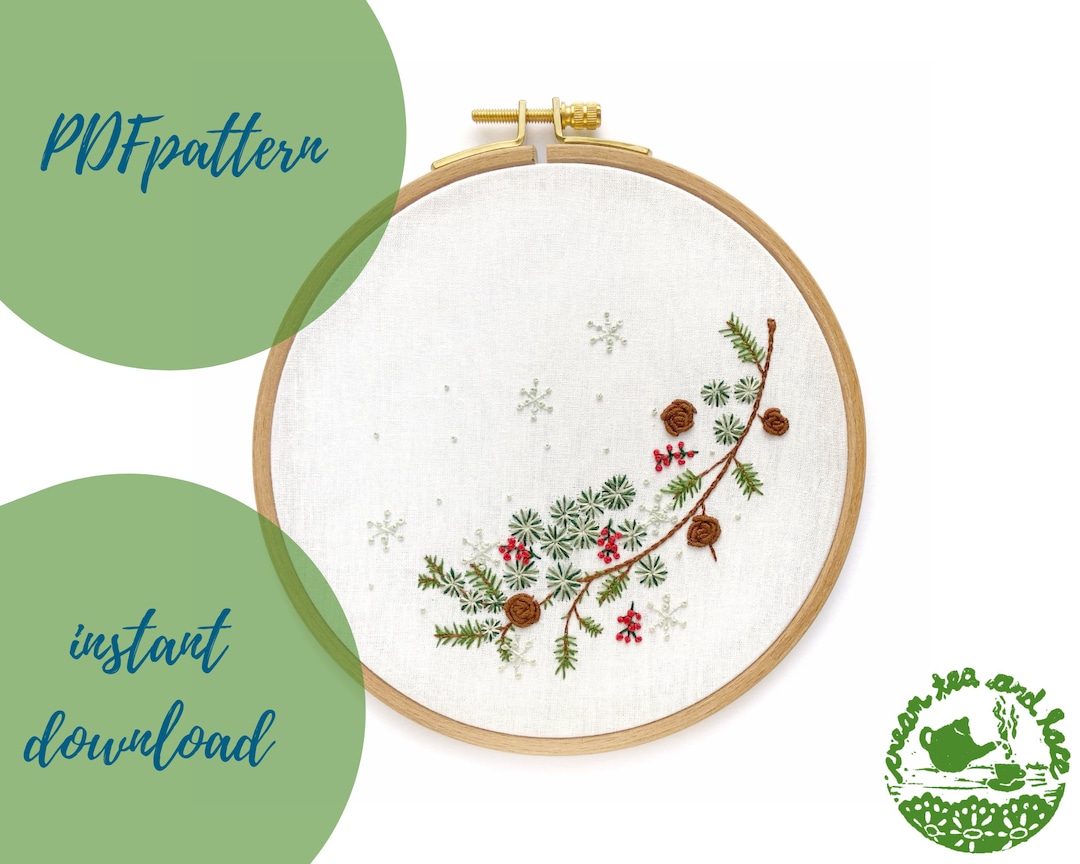 PDF PATTERN Winter Pine Embroidery, Botanical Embroidery Modern Hoop ...