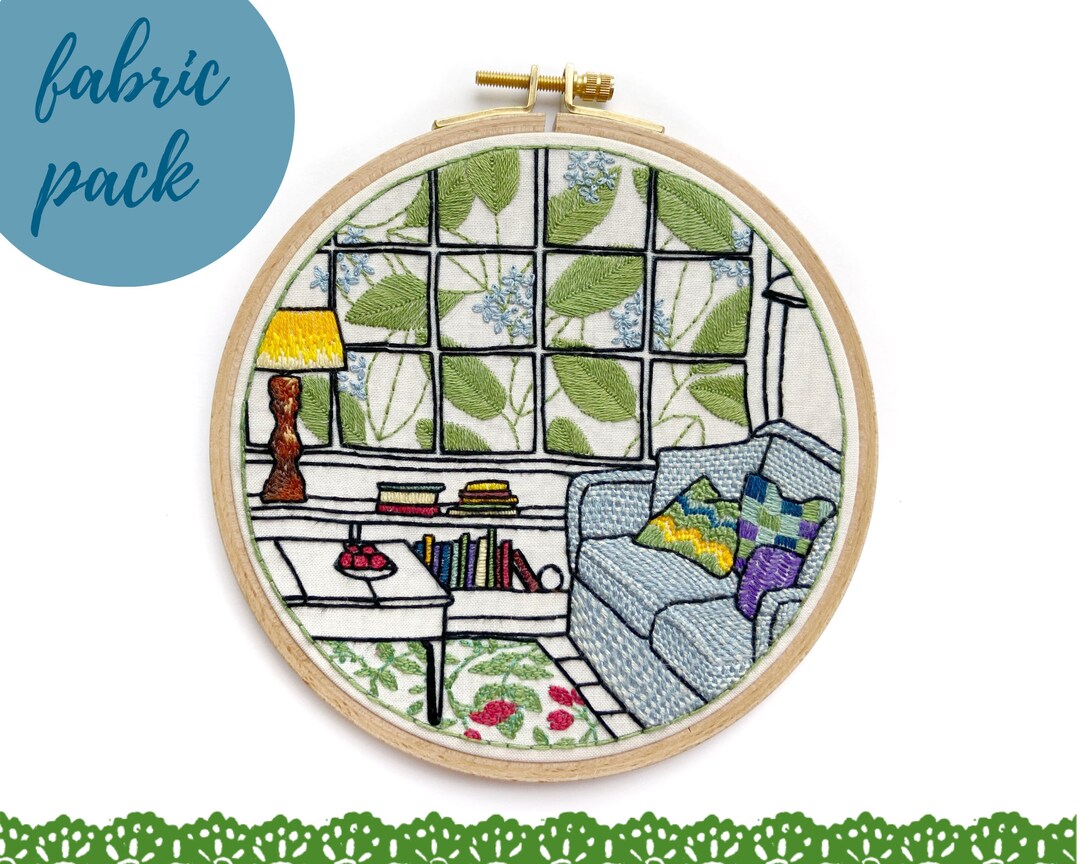 Pre-printed Cotton Fabric Pack Embroidery Pattern, Modern Embroidery ...