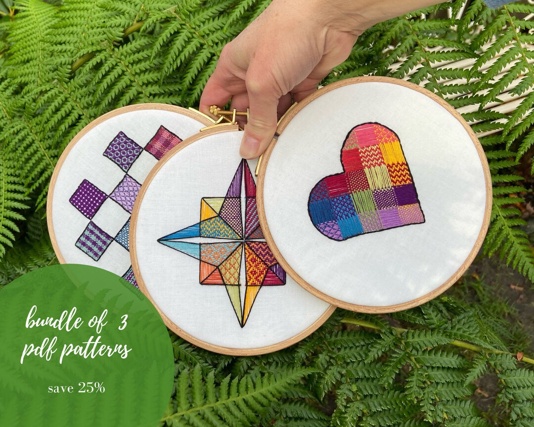 PDF PATTERN BUNDLE, 3 Modern Colourful Embroidery Patterns, 25% Off ...