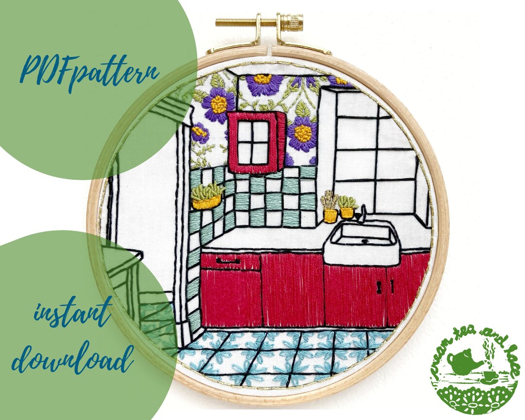 PDF PATTERN Kitchen Embroidery, Interior Design Modern Hoop Art, Craft ...