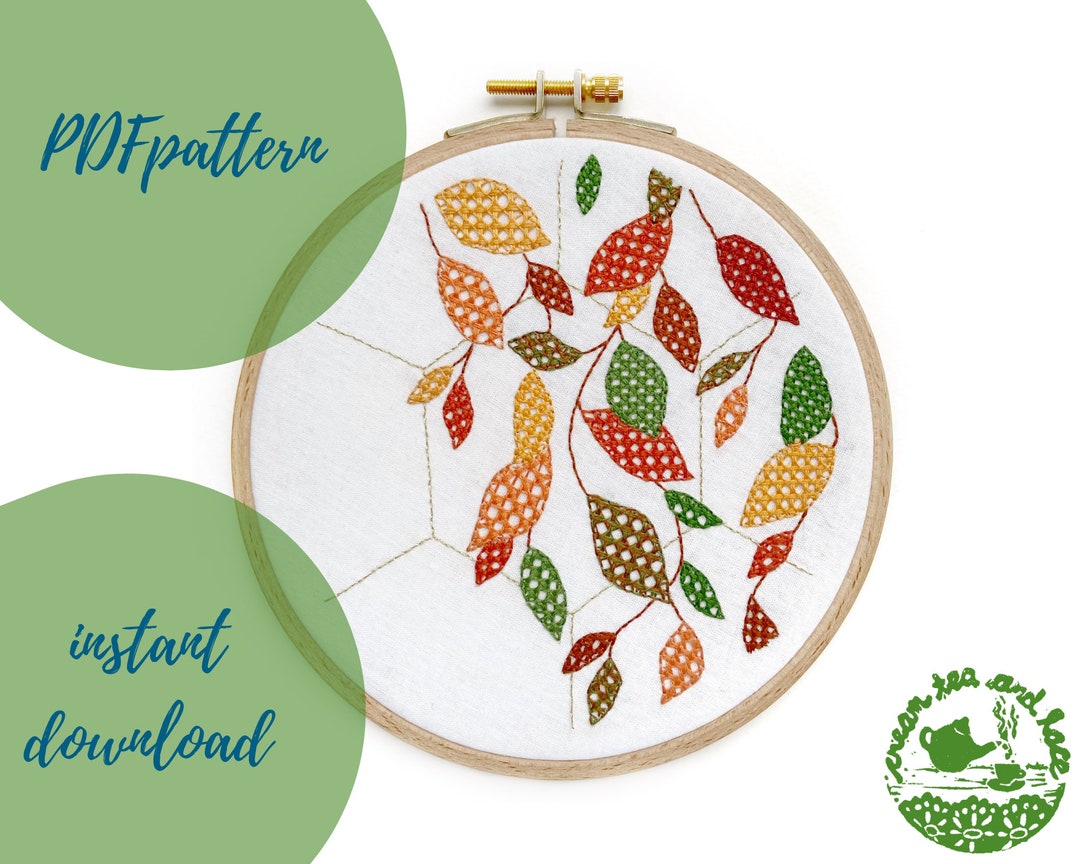PDF PATTERN Autumn Embroidery, Fall Leaves Modern Hoop Art, Craft ...