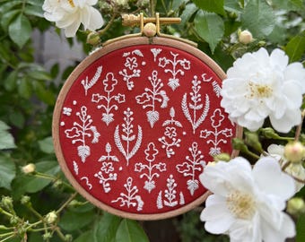 mini kit de broderie florale pour débutants, tissu préimprimé, fleurs sauvages, broderie contemporaine