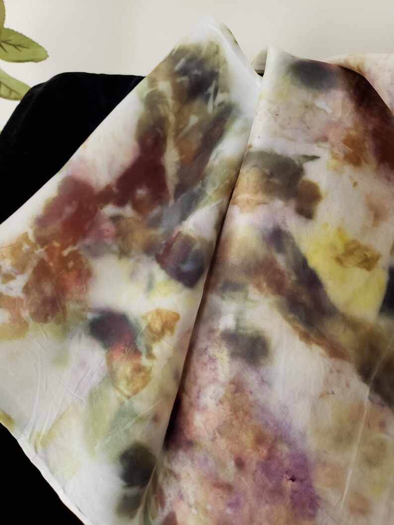 Unique Eco-printed Silk Scarf with Crepe Myrtle
