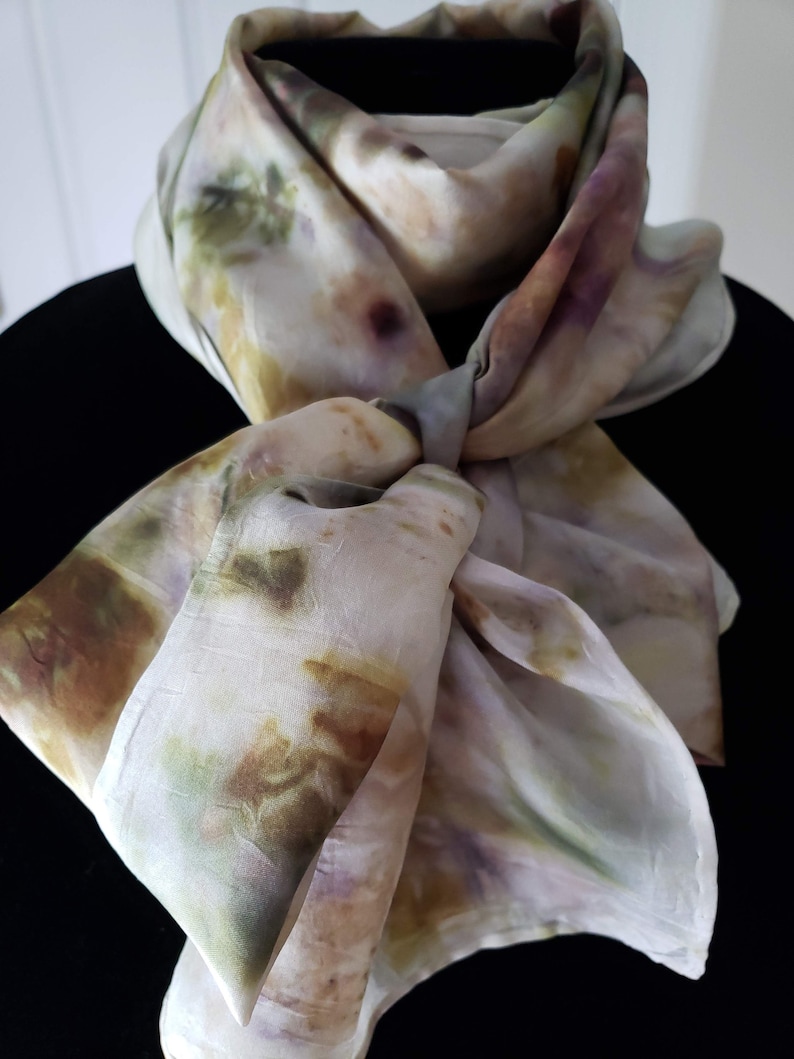 Unique Eco-printed Silk Scarf with Crepe Myrtle